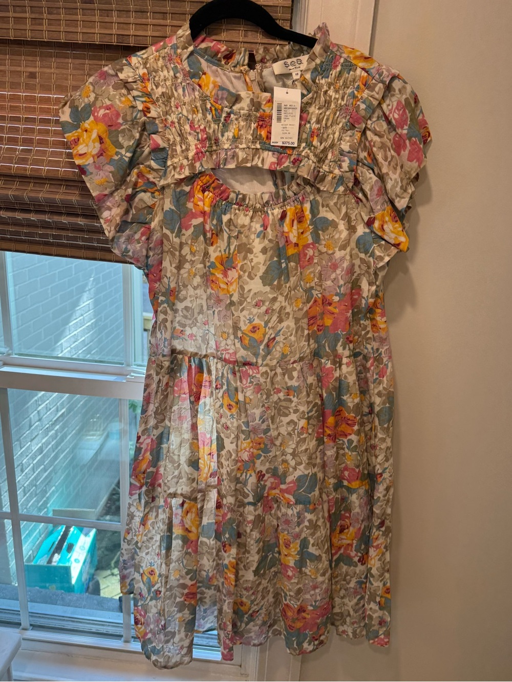 Girls Floral Smocked Puff-Sleeve Dress - Multicolor